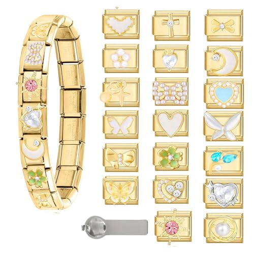 Italian Charms Bracelet Sets with 1Pcs Starter Brascelet 9Pcs Charms 9mm Italian Modular Charm Bracelet DIY Module Jewelry Gifts