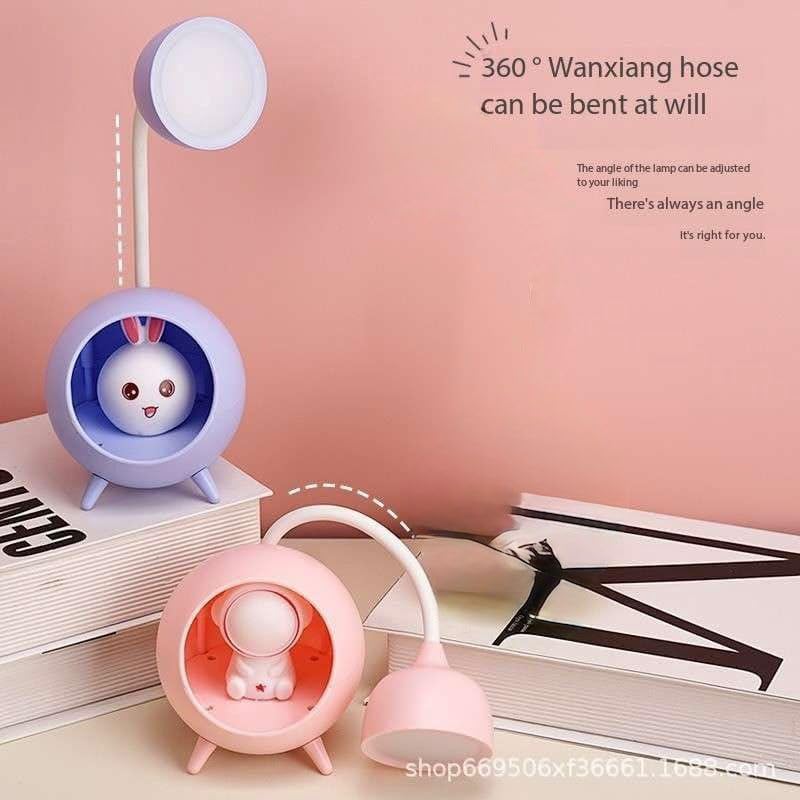 Image of IMNISHNAY Cute Bunny Night Light with Cloud LED Desk Lamp | USB Rechargeable Warm LED Lamp for Kids Bedroom, Nursery, Study Table & Home Decor (Pink)