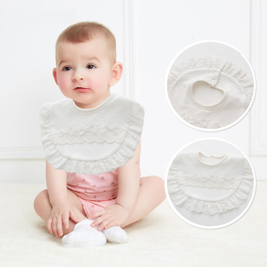 JOCXZI Bavoir de baptême pour bébé fille - Bavoir en coton - 1 pièce JOCXZI Bavoir de baptême pour bébé fille - Bavoir en coton - 1 pièce