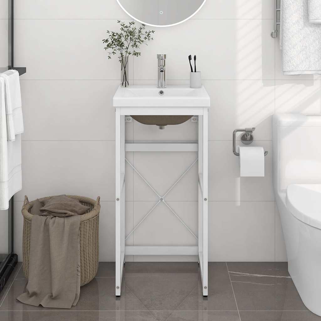 Mueble de baño con lavabo empotrable, hierro pulverizado, 40 x 38 x 83 cm, ahorra espacio, con rebosadero para invitados, inodoro y lavadero, diseño moderno