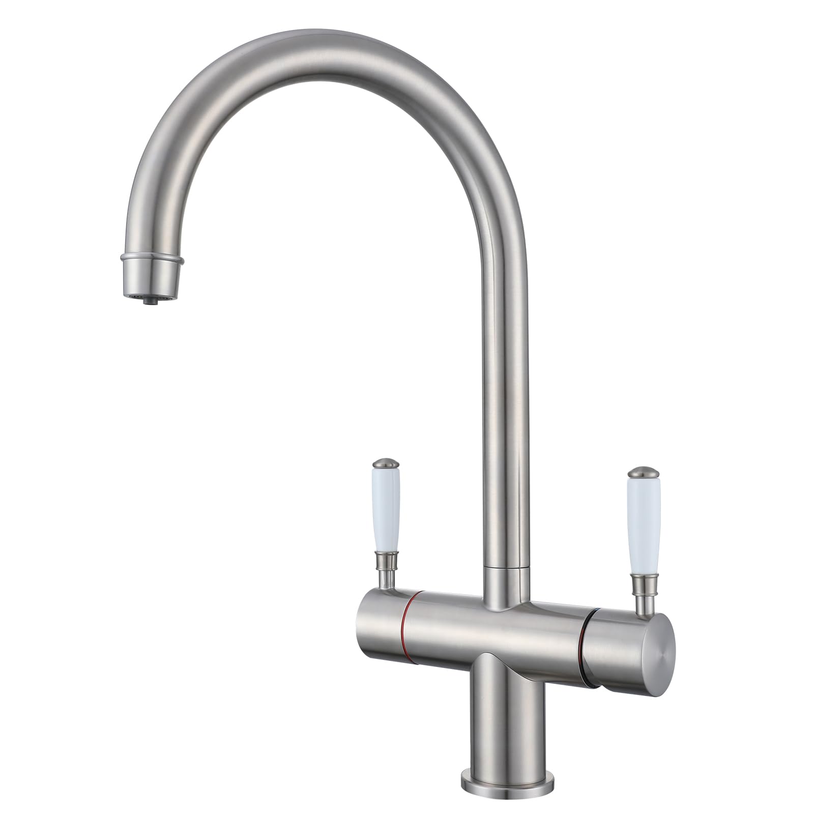 Traditional 3 in 1 Boiling Water Tap Replacement – Tap Only for Unpressurised Boilers – Instant Boiling, Hot & Cold Water – Child Safety Lock – 360° Swivel Insulated Spout – Brushed Stainless Steel