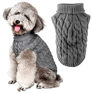 FWLWTWSS Dog Jumper, Winter Warm Dog Jumper, Small Dogs, Turtleneck Knitted Jumper, Soft Dog Clothing, Dog Clothes for Small, Medium Dogs and Cats, Large