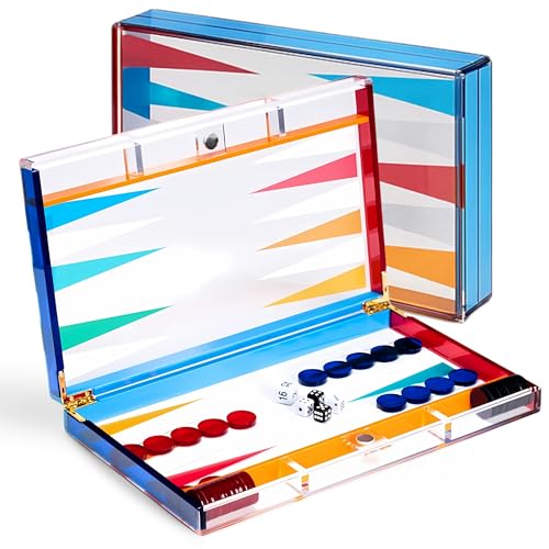 Bey-Berk Emmy Clear Acrylic Backgammon Set – 14