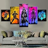 5 Panneau Mural Impression Sur Toile Intissée Décoration Murale Tableau Giclée Tendue Encadrée Illustrations Prete Suspendre Encadrée Salon Décor Âme De Naruto Personnage Image Hd Peinture Toile
