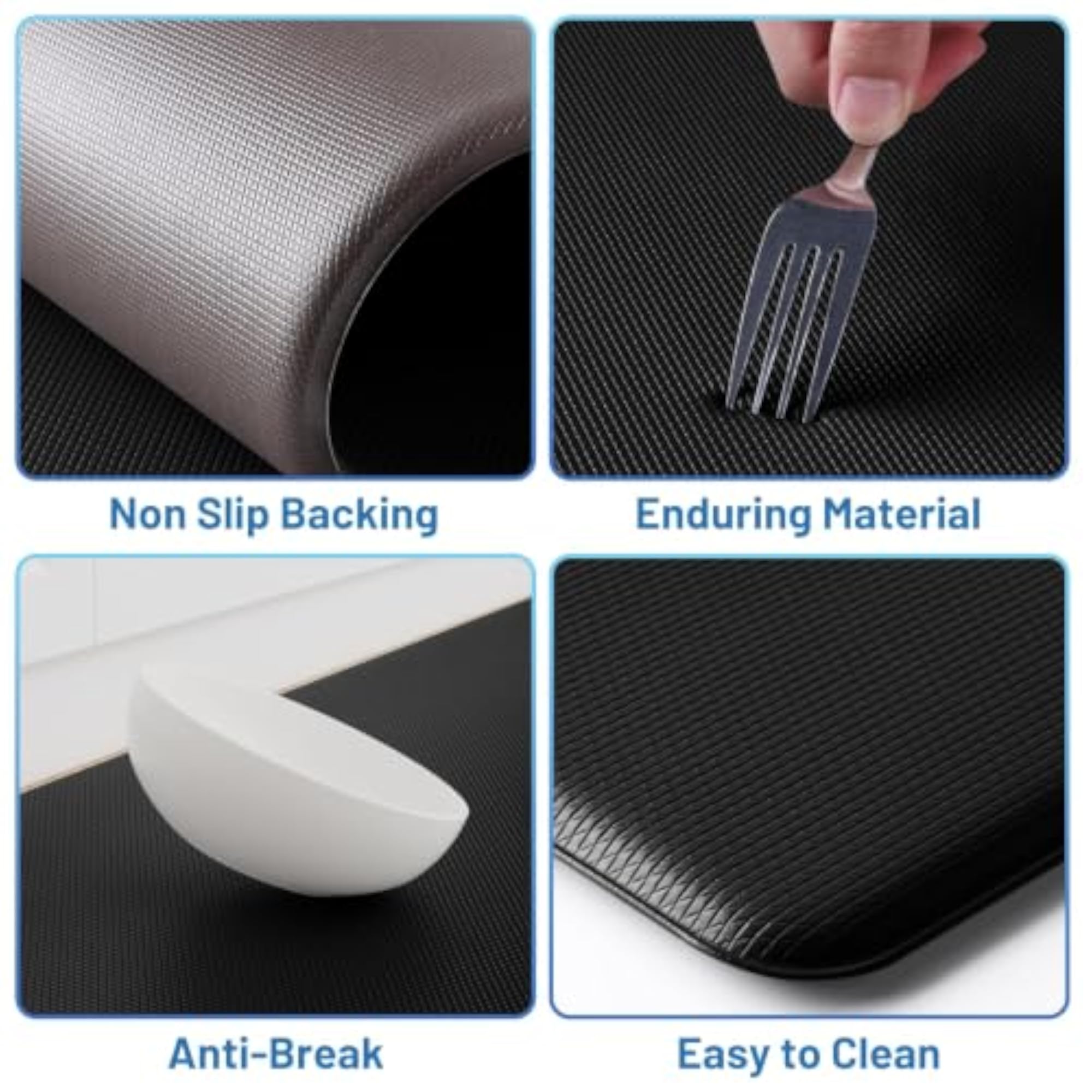 Anti Fatigue Kitchen Mat Set of 2, Black
