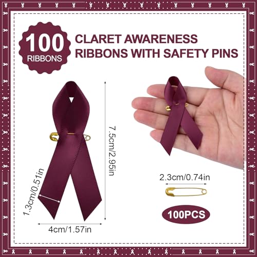 Image of Ribbon Awareness Satin Pins Cancer Awareness Ribbon Pin with Safety Pin