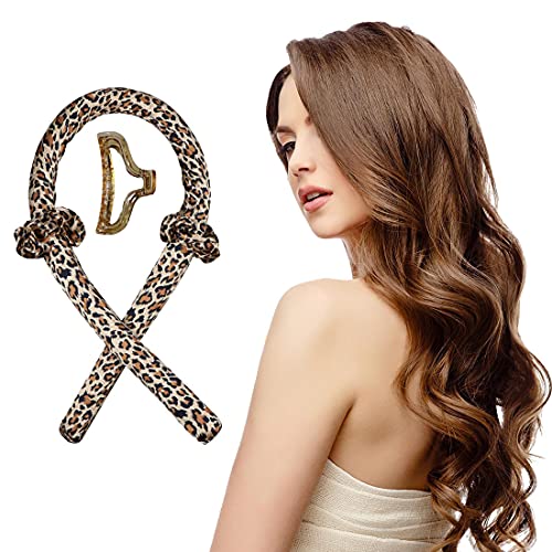 Heatless Hair Curlers,Curling Headband for Long hair, Big Wavy Curly Hair Roller for Woman and Girl with Hair Clips & circle for Long Hair Sleeping Overnight (brown)