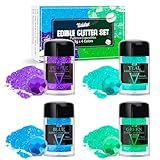 Edible Glitter - 4 Colors Luster Dust Edible Glimmer Powder for Sparkling Drinks, Foods, Wine, Beverage, Cake - Food Grade Shimmer Dust Powder for Baking, Cocktails, Cupcakes Decoration - 5g / Bottles