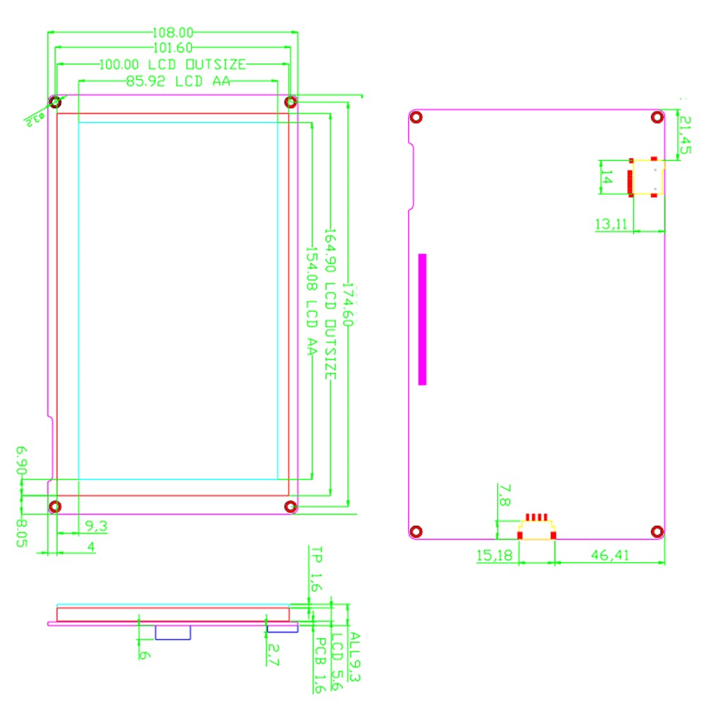 7.0" NX8048P070 Nextion Intelligent HMI USART UART Serial TFT LCD Module Display Capactive Touch Panel Pannello touch screen capacitivo (NX8048P070-011C)