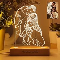TRANSPARENT GIFT Lámpara de Mesa 3D Led Personalizada Ilustrada con Foto + Nombre - Lámpara de Metacrilato con Luz Nocturna - El Regalo Original para Madres, Padres, Parejas, Novios, Bodas y Amigos