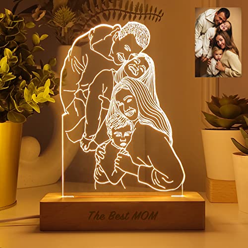 Transparent Gift Lámpara de Mesa 3D Led Personalizada Ilustrada con Foto + Nombre - Lámpara de Metacrilato con Luz Nocturna - Regalos Originales para parejas, novios, boda y mejores amigos