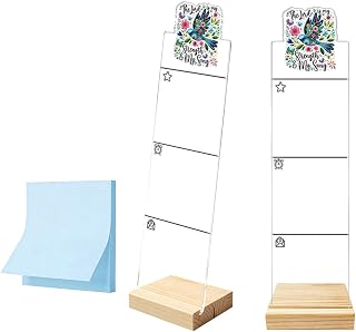 Monitor Memo Board Computer Monitor Memo Board Sticky Note Organizer Christian Decor Acrylic Desk Accessories Removable Wooden Base Set Sticky Notes 100 Sheets 11.8×3.1 inches