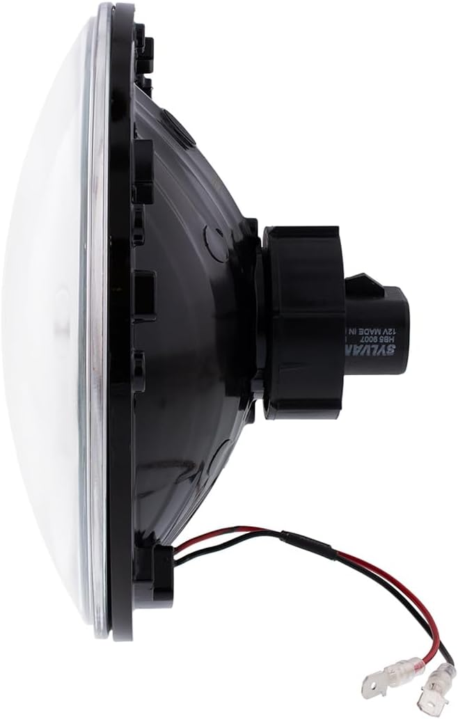 United Pacific 31284 ULTRALIT 7” Crystal Glass Headlight w/Amber LED Halo Ring, Glass Construction, Reinforced, 12V, 65/55W 9007 Blub – ONE Headlight