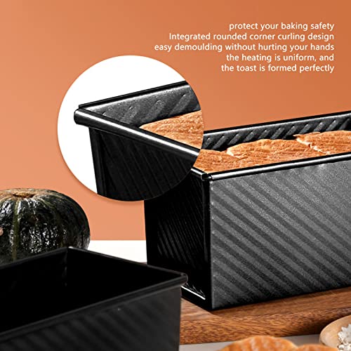 Natudeco Toasts Box Baking Mold Bread Loaf Pan with Lid 2.2Lb Dough Capacity Rectangle Loaf Pan for Baking Cake Kitchen Bakery Bakeware(Black) - Image 3