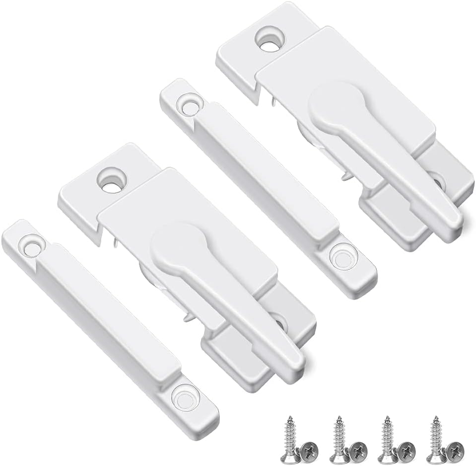Sliding Window Sash Locks White ZUONAI 2 Pack Cam Sash Locks for Double Hung Window Latch Lock Security Vinyl Window Sash Lock and Keeper Replacement for Vertical and Horizontal Sliding Windows - - 