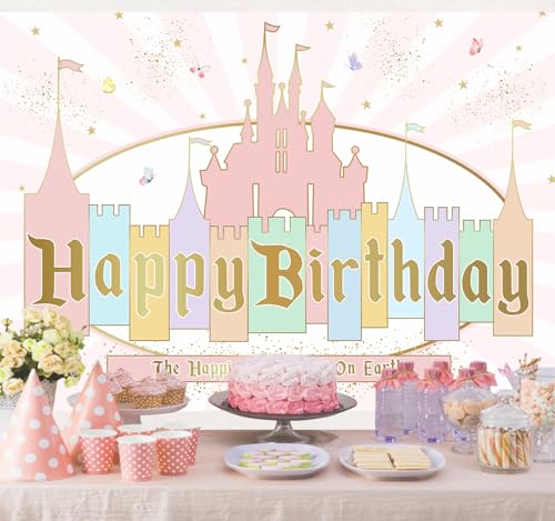 Fondo para fiesta Castillo de Princesa 1.5x0.9 m rosa miniatura 4