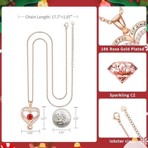 Infinity Heart Birthstone Necklace for Women Wife, Anniversary for Women Wife Her Birthday Gift for Girlfriend Mom Daughters, I Love You Women's Jewelry S925 Sterling Silver - Image 5