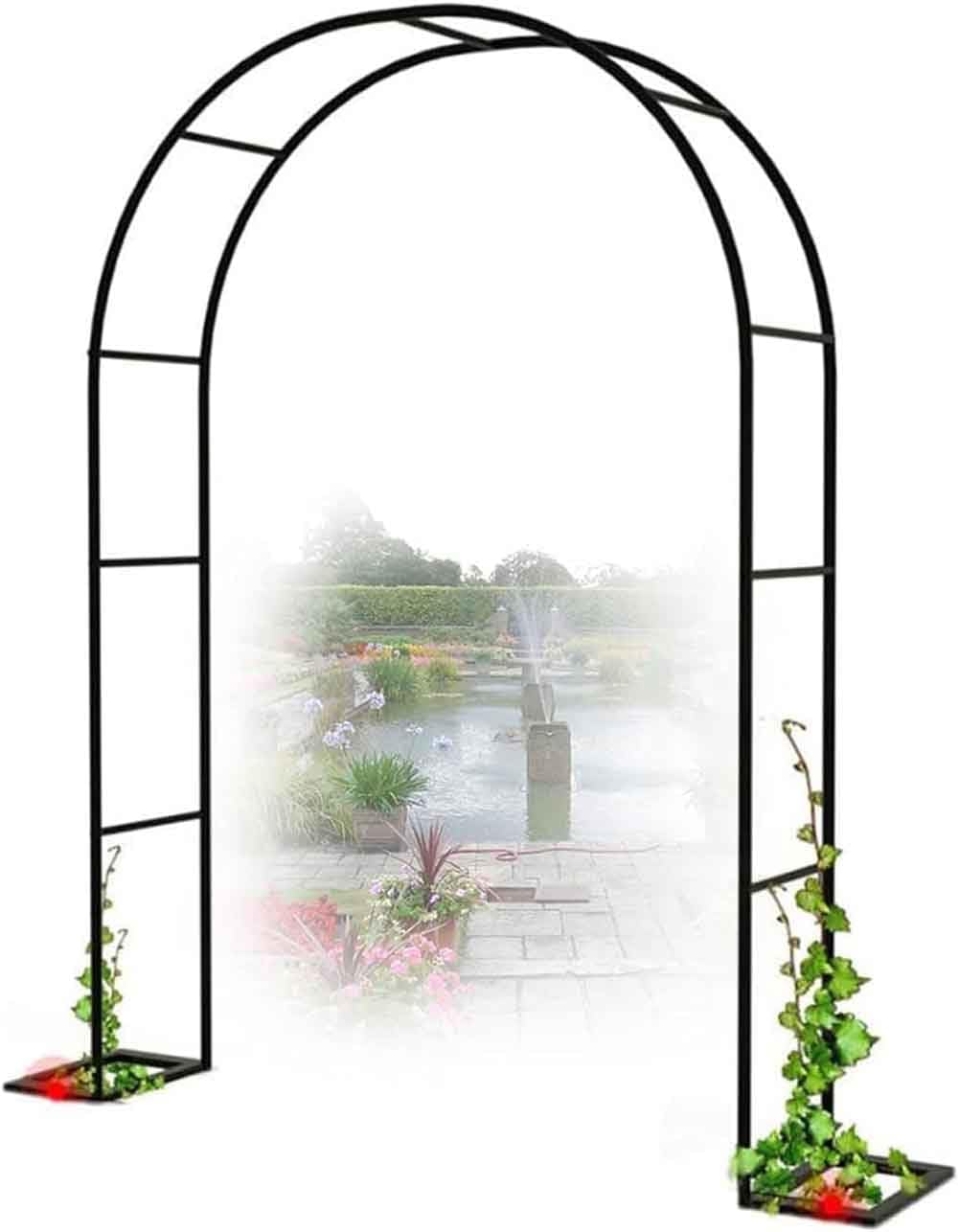 Black Steel Garden Arbor Wedding Arch Metal Arbour Pergola Tubular Frame Trellis Archway for Climbing Plant Roses Vines 120Cm 140Cm 240Cm Wide,Green,W3M*H2.2M
