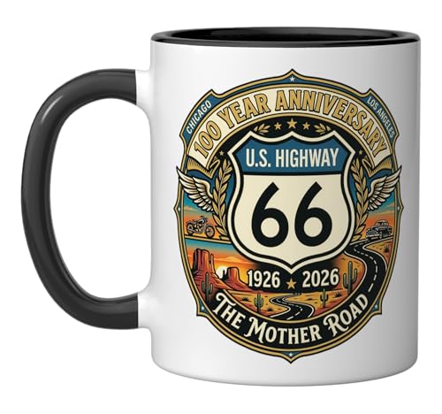 Taza cerámica vintage conmemorativa Highway 66 11 oz