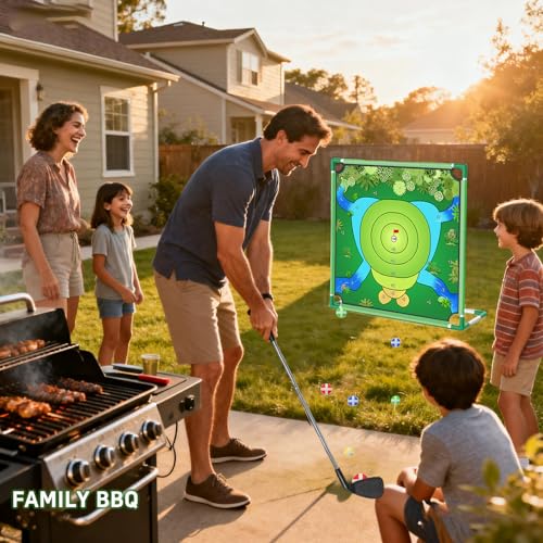 VQRZG Golf Chipping Outdoor Game, Portable Yard Practice Set, Indoor & Lawn Play for Adults and Family, Backyard, Beach, Office Party, Golf Gifts for Men (Chipping Game+2 Golf Clubs) — view 4