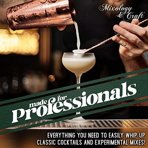 Mixology Cocktail Shaker Set - 10-Piece Cocktail Making Set - Home Bartender Kit in Bamboo Stand with Spoon, Boston Shaker, Other Tools for Drink Mixing, Martini, Mocktail - Gift Set (Copper)