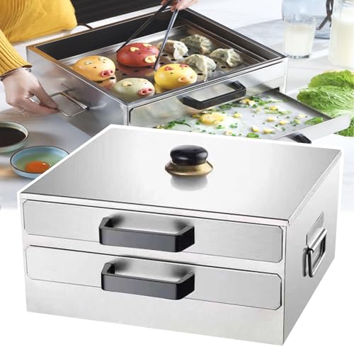 Máquina para hacer rollos de arroz, vaporera de acero inoxidable, con tapa extraíble, para cocina doméstica, portátil, con asas, fácil de limpiar.,A Máquina para hacer rollos de arroz, vaporera de acero inoxidable, con tapa extraíble, para cocina doméstica, portátil, con asas, fácil de limpiar.,A