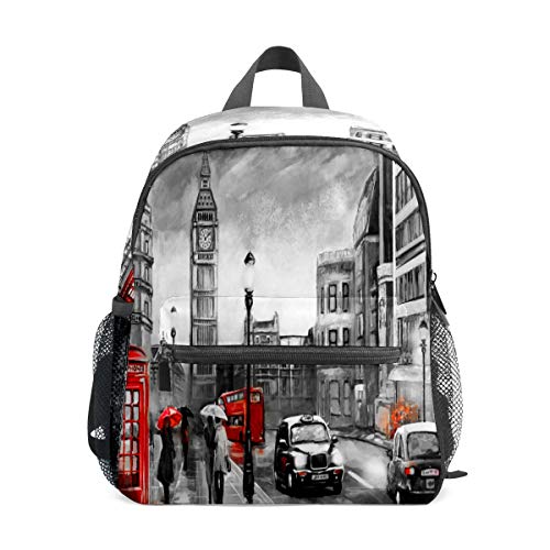 Mochila escolar de moda para niños de Londres Street Big Ben  casual  de lona ligera