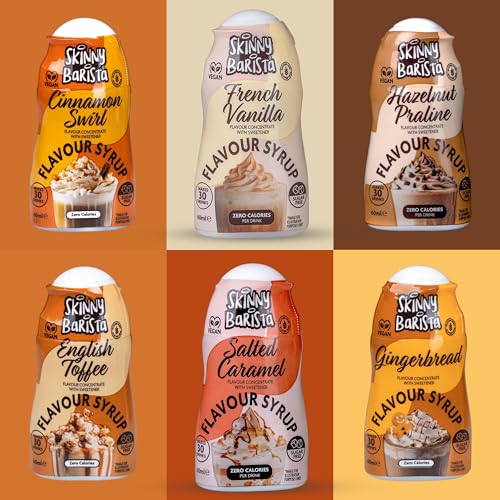 Skinny Food Co Barista Shots Coffee Syrup Set - Pack of 6 x 60ml - Keto Fat Free Low Calorie Sugar Free - Vegan Friendly