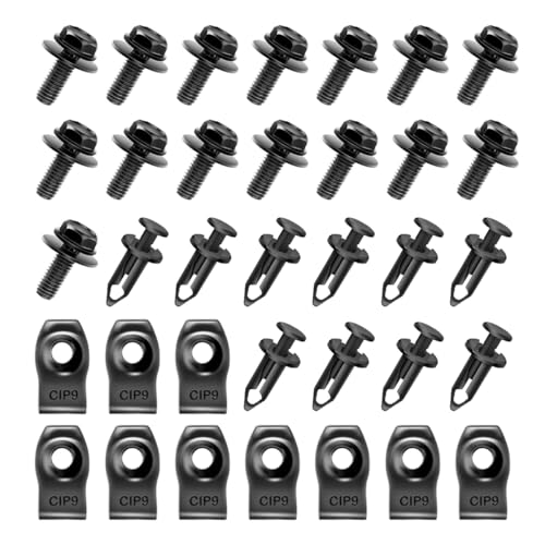 ZIMISI 35PCS Engine Under Cover Splash Shield Guard Body Bolts, Car Front Bumper Liner U-Nuts Kit, Push Retainer Fastener Rivet Clips, Car Body Panel Bumper Clips (35PCS)