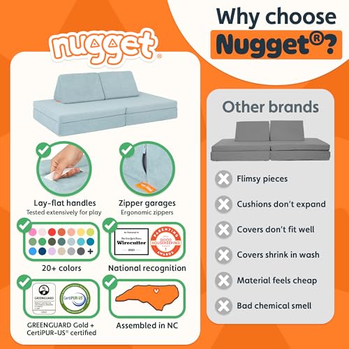 Image of Nugget - The Original Play Couch for Kids - Modular Foam Children's Sofa for Playroom, Imagination, & Creative Open Ended Play - Washable & Convertible Playroom Furniture, Surfside