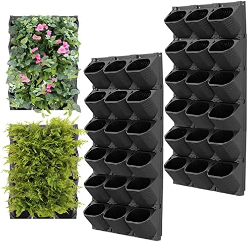 Self Watering Wall Planter with 36 Pots, Vertical Garden Planter for Indoor Plants, Wall Mounted planters Hanging Flower Herbs Vegetables, Wall Garden for Home Office and Shopfront (BLACK, 36 Pots)