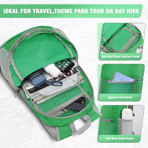 Image of ZOMAKE Ultra Lightweight Hiking Backpack 20L - Packable Small Backpacks Water Resistant Daypack for Women Men(Grass green)