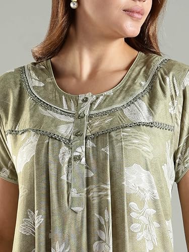 Image of 9shines Label Premium Alpine Maxi Designer Nighty | Floral Print Maxi for Women | Night wear for Women | | Full Length Night Gown for Women | Night Dress for Women Stylish (2467)