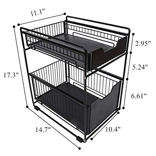 Dcigna Stackable 2-Tie Under Sink Cabinets Organizer With Sliding Storage Drawer, Under Sink Organizer, Pull Out Cabinets Organizer Shelf, Sliding Basket Organizer Drawer For Kitchen, Bathroom, Office #TOP1
