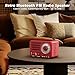 Retro Transistor Radio,Battery Powered AM FM SW,Small Rechargeable Portable Radio with 1800mAh Lithium-ion Battery,Support TF Card/Aux/USB MP3 Player (Red)