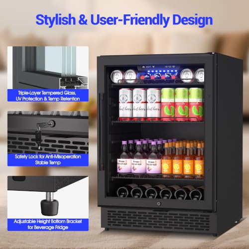 Image of 5.2 cu.ft. Beverage Refrigerator with Glass Door, Mini Fridge Hold 200 Cans