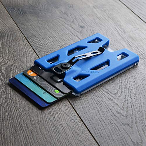 Govo Badge Holder/Wallet - Durable Polycarbonate Id/Credit Holder With Metal Clip And 4 Cards Slot (Holds 1 To 4 Cards) (Blue) #TOP3