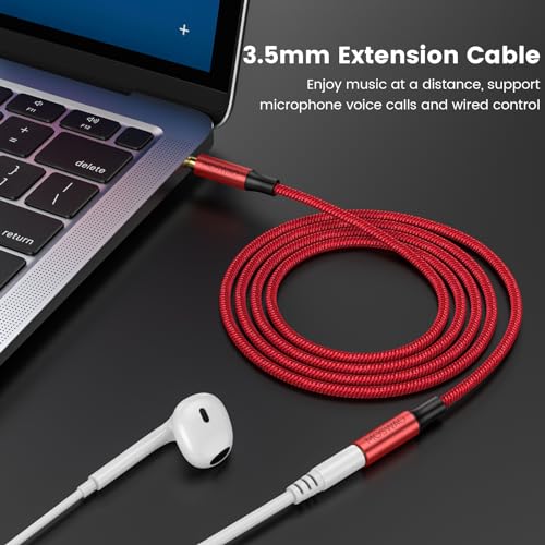 MOSWAG 3.5mm Extension Cable 32.8FT/10M Audio Male to Female Stereo Extension Adapter Nylon Braided Cord Compatible for Home/Car Stereos Smartphones Headphones Tablets Media Players and More - Image 3