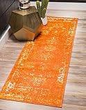 Unique Loom Sofia Collection Area Rug - Casino (2' x 6' 7' Runner, Orange/ Ivory)