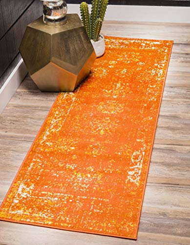 Unique Loom Sofia Collection Area Rug - Casino (2' x 9' 10" Runner, Orange/ Ivory)