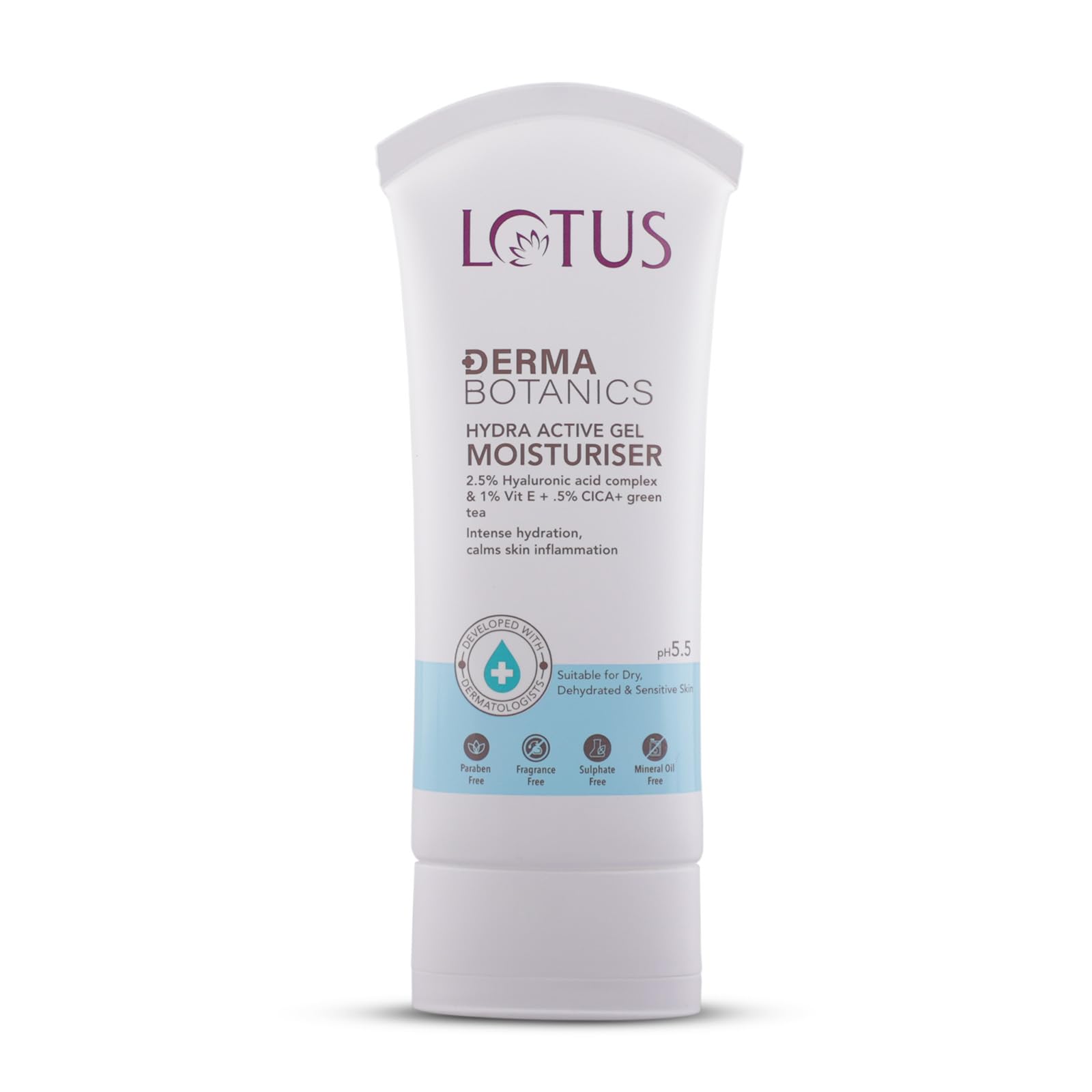 2.5% Hyaluronic Acid Complex & Vit E + 5% CICA & GreenTea Hydra Active Gel Moisturiser 50g | Daily Moisturiser | Developed with Dermatalogists | Intense Hydration | Calms Skin Irritation | pH 5.5 For Normal To Dry , Dehydrated Skin | For Women & Men-image-7