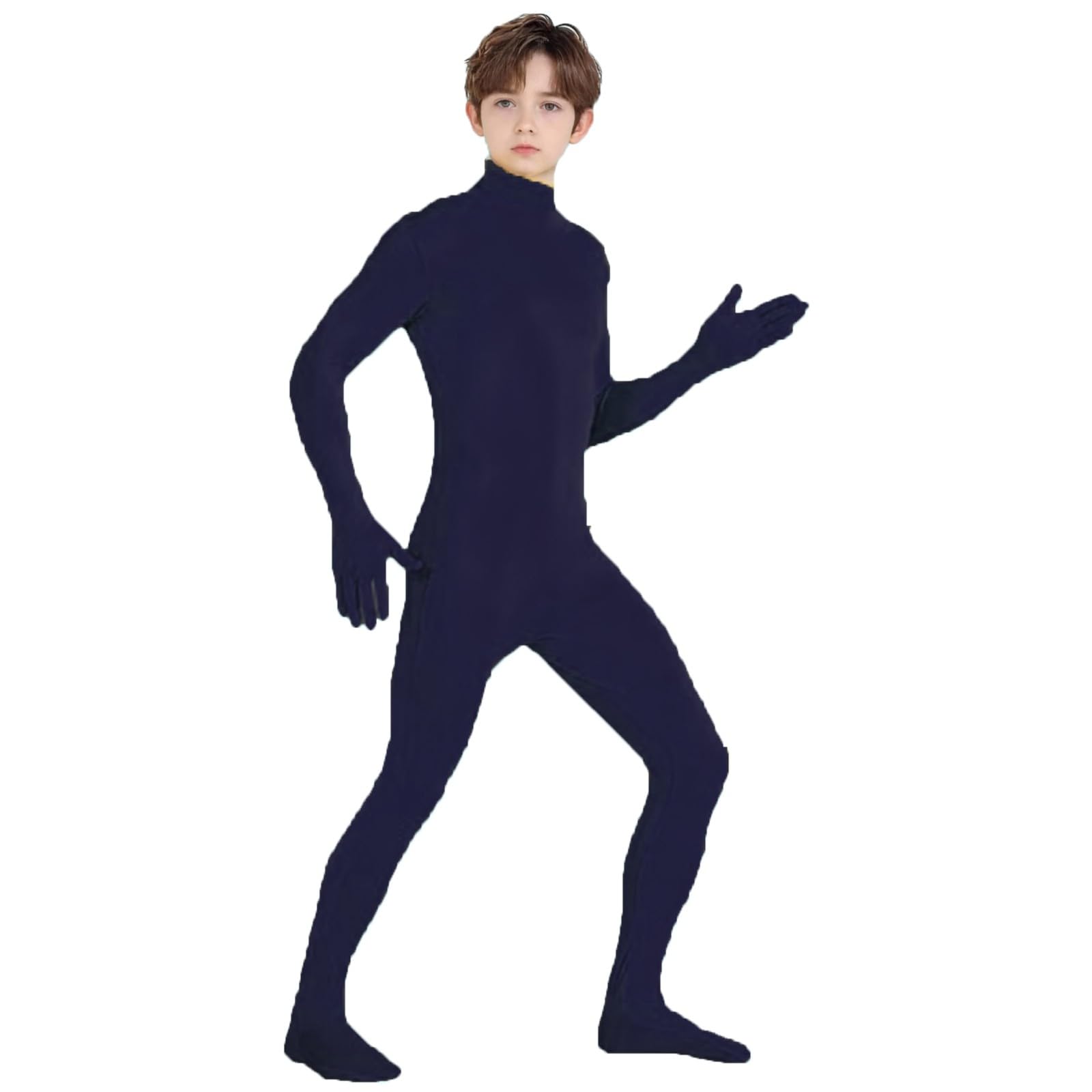 Unisex Kids' Open Face Unitard Full Body Costume Bodysuit for Adults and Kids Stealth Suits for DIY Party Outfit Halloween Cosplay Fancy Dress for Boys Girls UK (Dark Blue #2, 8-9 Years) โ image 1
