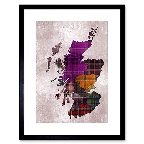 The Art Stop Painting MAP Outline Scotland Tartan Inset Regions