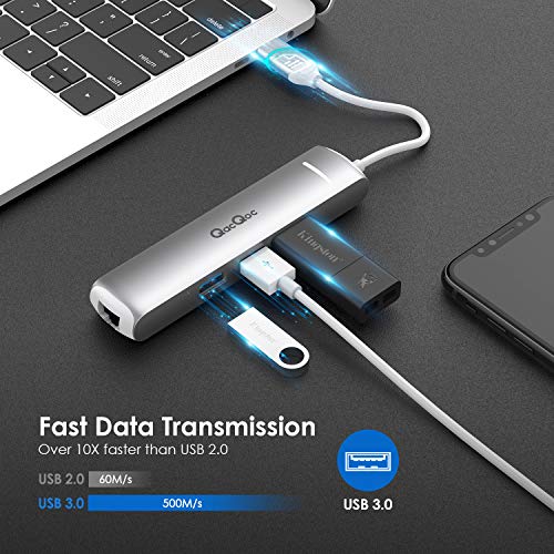 QacQoc 6 in 1 Hub usb C, Macbook hub type c con 1
