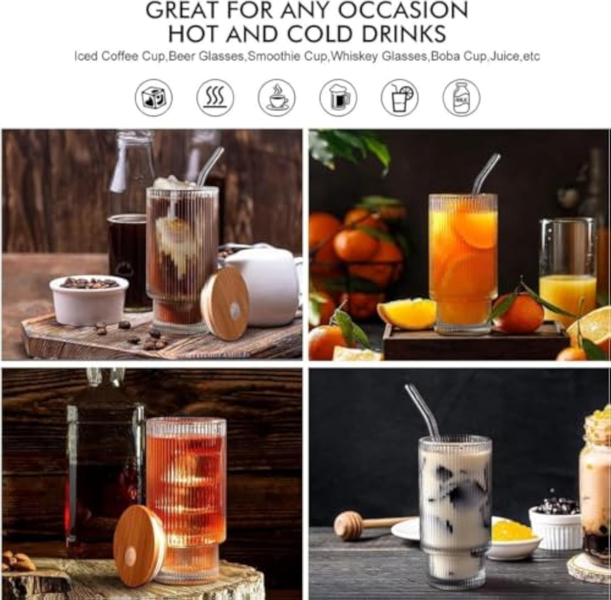 Stackable Glass Sipper with Wooden Lid, 300 ML Capacity