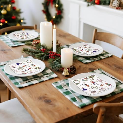 WRAPAHOLIC 50Pcs Christmas Paper Napkins - 3 Ply 12 Days of Christma Disposable Luncheon Napkin for Christmas Party Supplies Tableware, Xmas Holiday - 6. 5 x 6.5 In – Image 5