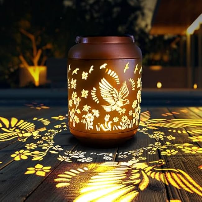 Solar Lanterns Outdoor Waterproof,Solar Powered Lanterns Metal Hanging Lights ,Garden Decor Gifts for Women Mom Grandma,Decoration for Yard, Patio, Backyard, Porch (Eagle)