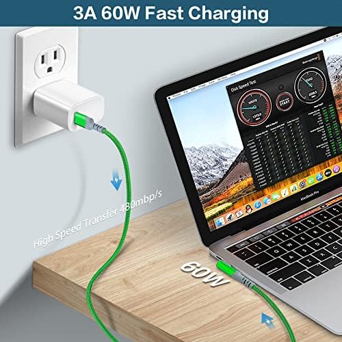 60W Type C Cable3Pack 10ft, Acezeek USB A to USB-C Cable Right Angle Fast Charging Cable Nylon Braided Never Rupture Cord Compatible with Samsung Galaxy S22/S21