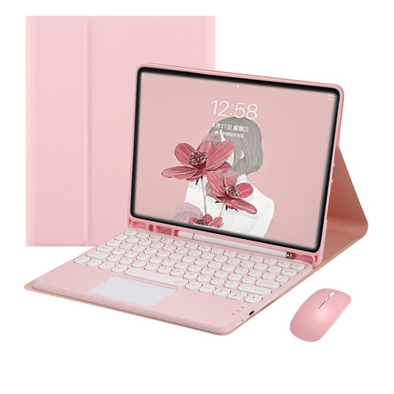 Clavier pour Samsung Tab S8 Plus rose avec souris pour le télétravail