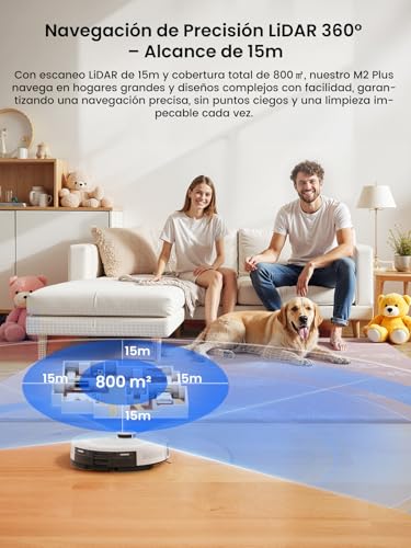 Miniatura 7 de Lefant M2 Plus Robot Aspirador Y Fregasuelos, 6000pa Suction Mapeo Inteligente Con Base Autovaciado, Navegación Lidar Dtof, Ideal Para Limpiar Alfombras, Pisos Duros Y Pelo Mascotas